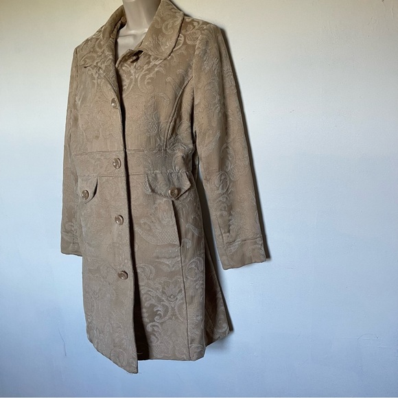 Vintage y2k tan tapestry jacquard pea coat (bag12) - Picture 5 of 10